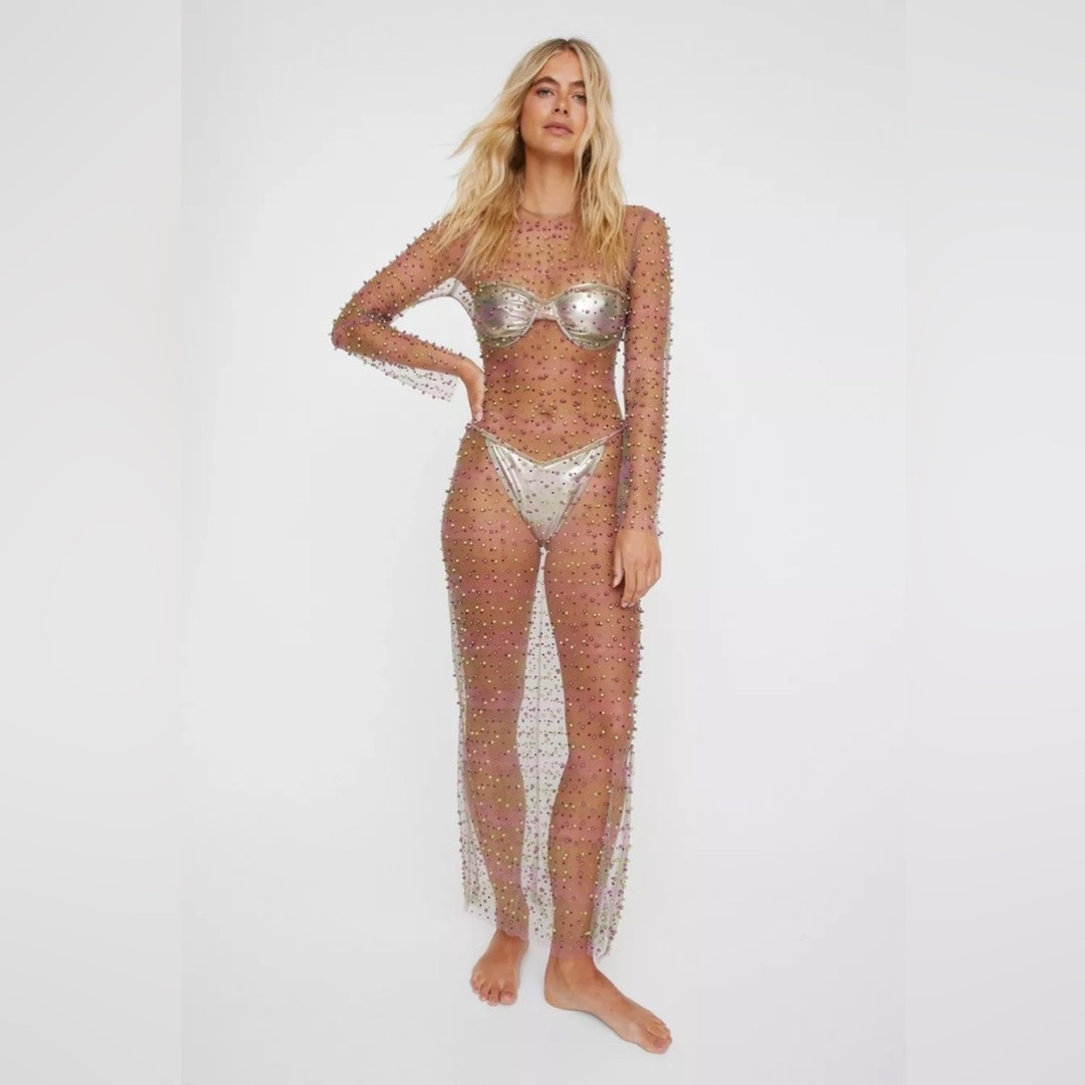 Nasty Gal Sheer Beaded Dress size small NWT!!